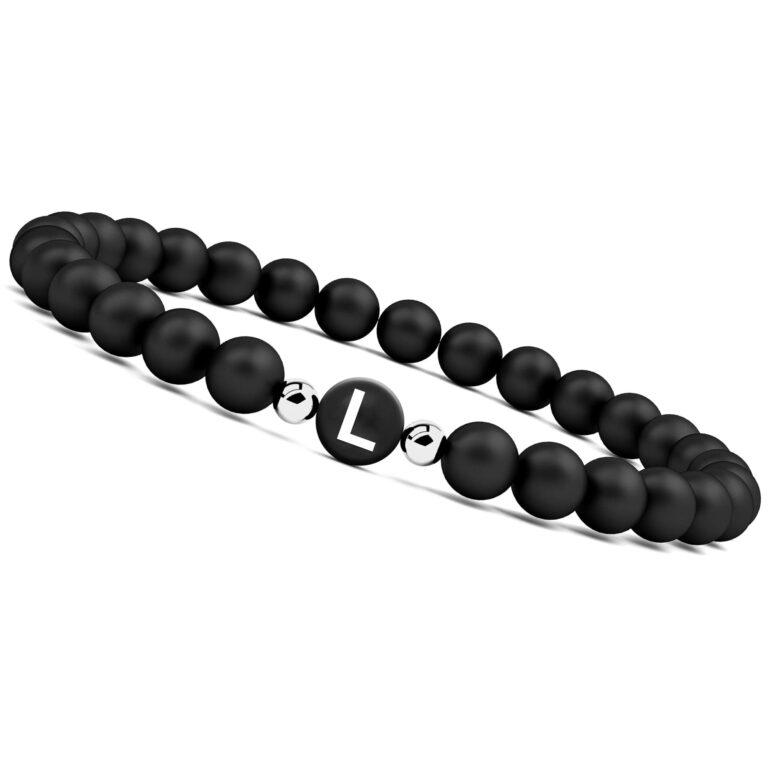 GD Good.designs Bracciale con Iniziale – Lettera I in Onice Nero