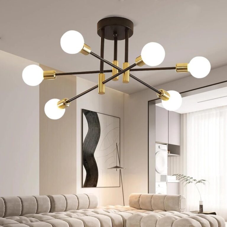 Comely Lampadario Sputnik, 6 Luci E27 Plafoniera Soffitto Vintage in Metallo, Lampadario da Soffitto Moderno Regolabile di...