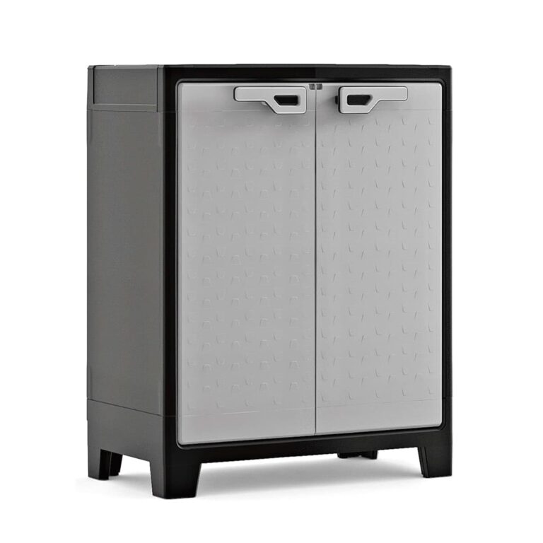 Keter Armadio Basso Titan, da interno ed esterno, 2 Ripiani Regolabili, Grigio, 80x44x100 H Cm