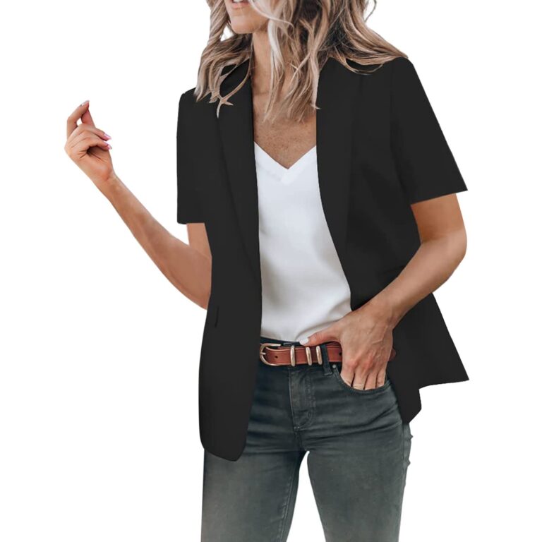 Blazer donna estivo a maniche corte nero tinta unita