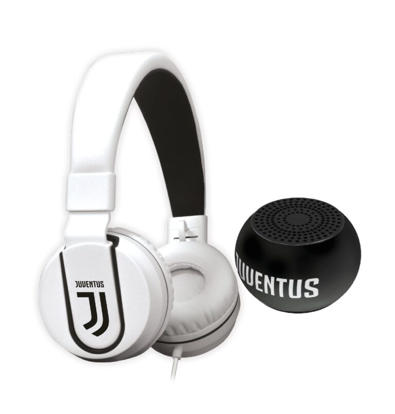 TECHMADE Juventus Football Cuffia microfono incluso |ON-EAR |con filo cavo aux | Bianco/Nero | co...
