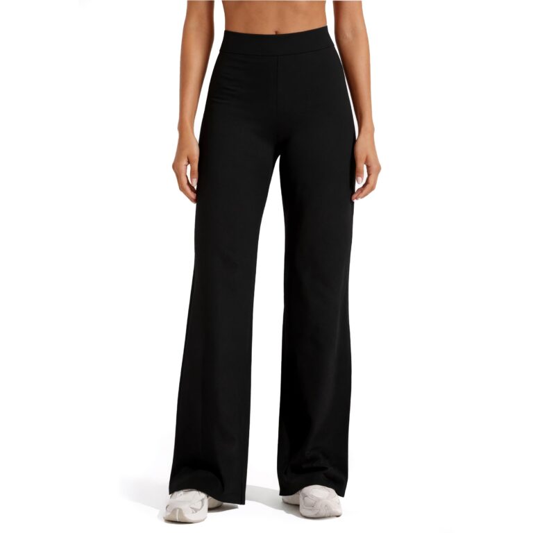 UDILEO Pantaloni Donna Vita Alta Neri a Gamba Larga Elasticizzati