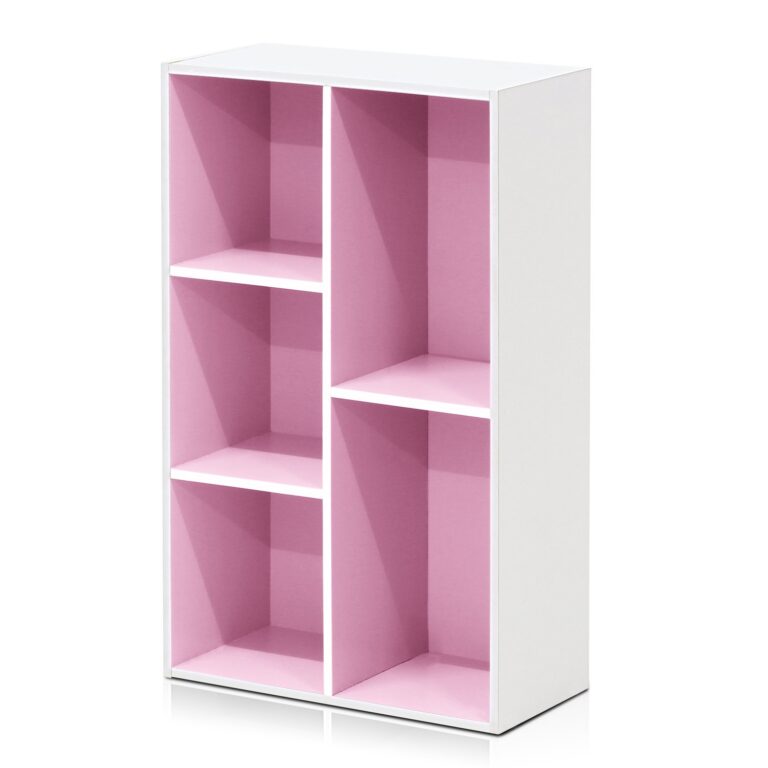 Furinno Luder Scaffale aperto reversibile a 5 cubi, Bianco/rosa