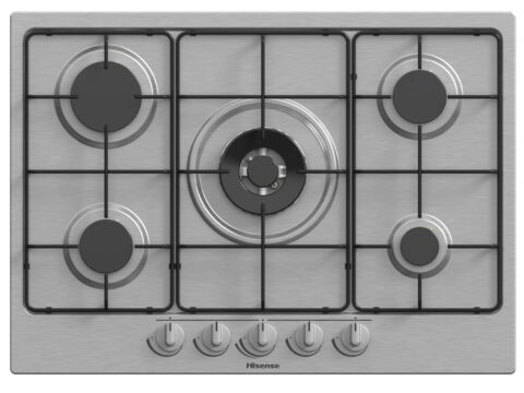 Hisense GM772XF Piano Cottura Gas 5 Zone con Bruciatore Wok Doppia Corona