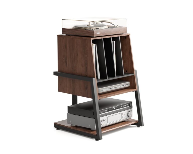FITUEYES Design Mobile Giradischi 4-level Stand Mobile HIFI Conservazione di Fino a 120 Dischi in...