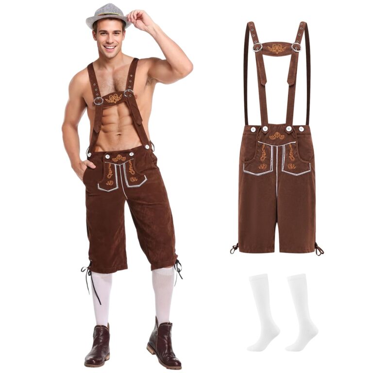 Harsever Lederhosen Bavarese Uomo per Oktoberfest con Calze