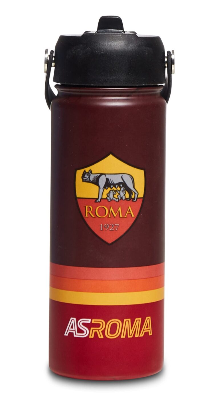 Seven AS Roma Borraccia Termica da 500 ml, Giallo Rossa, in Acciaio Inox Interno Esterno - Mantenimento Temperatura fino a...