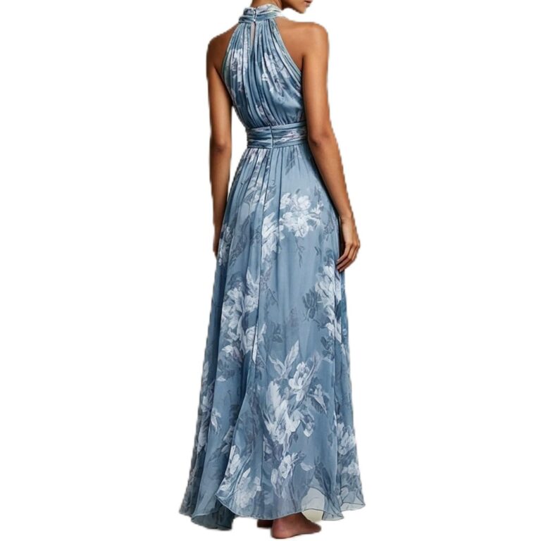 Abito da sera lungo in tulle a fiori spalle scoperte linea ad A