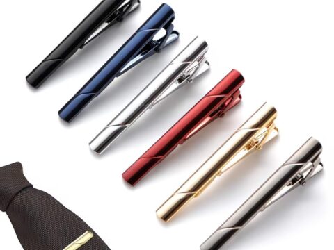 APKOL Set 6 Fermacravatte da Uomo in Metallo con Scatola Regalo