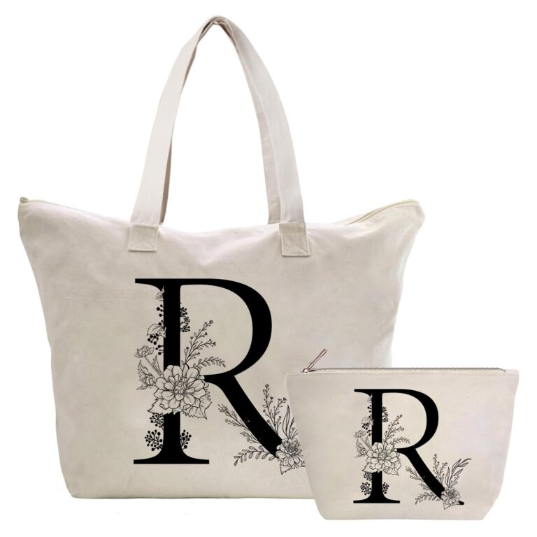 Tote bag in tela personalizzata con iniziali, idea regalo donna