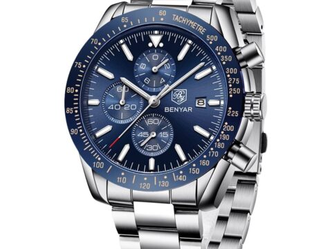 BENYAR Orologio Uomo Cronografo al Quarzo Impermeabile con Effetto Luminoso
