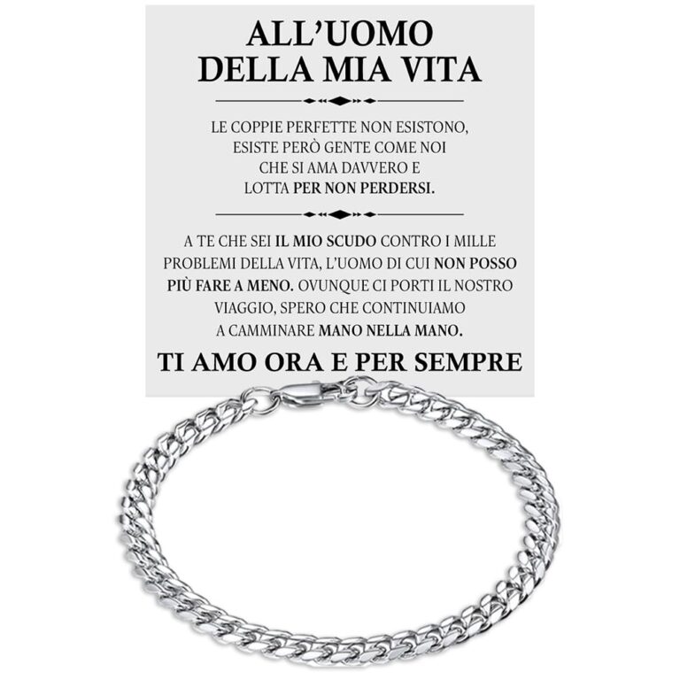 Bracciale Uomo in Pelle Intrecciata con Acciaio Inox, Made in Italy