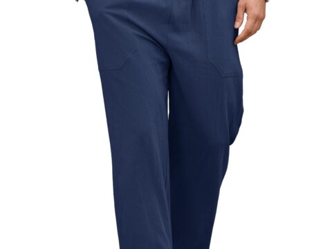 Vorvowry Pantaloni Lino Uomo Estivi Leggeri con Vita Elastica
