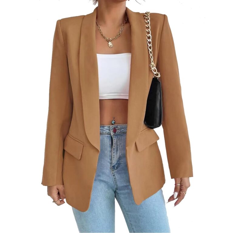 LIAOPUFUS Blazer Donna Slim Fit con Risvolto e Tasche, da Ufficio