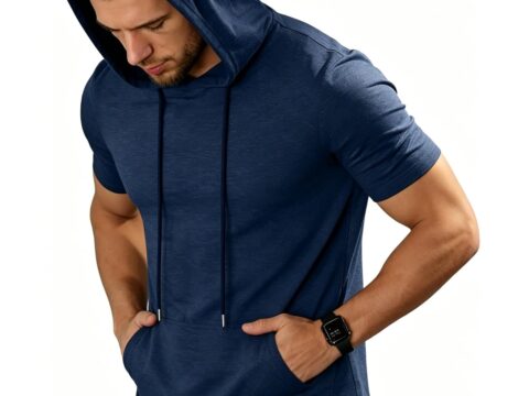 ZITY T-Shirt Sportiva con Cappuccio Maniche Corte Traspirante