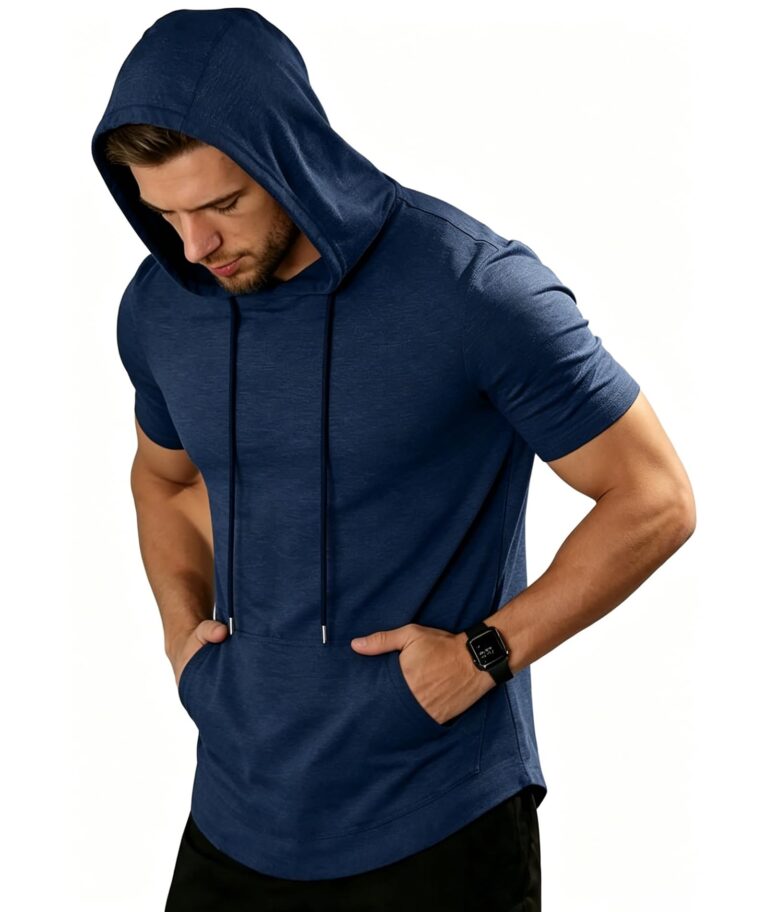 ZITY T-Shirt Sportiva con Cappuccio Maniche Corte Traspirante