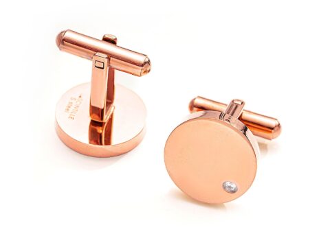 Anello uomo oro rosa tondo con zirconi