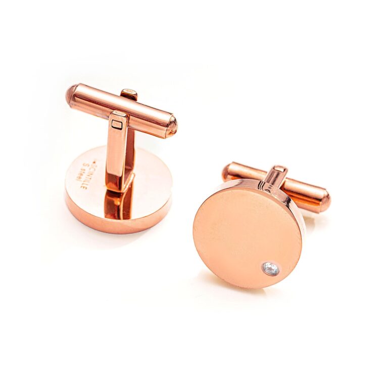 Anello uomo oro rosa tondo con zirconi