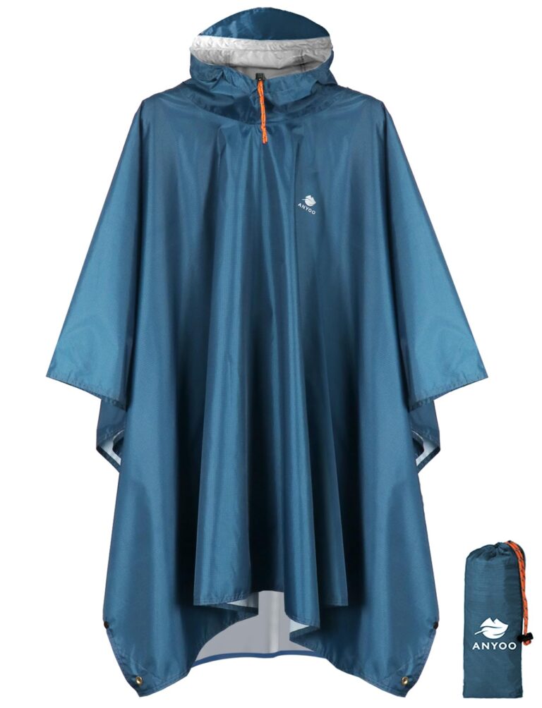 ANYOO Poncho impermeabile riutilizzabile con cappuccio – telo da campeggio multifunzione