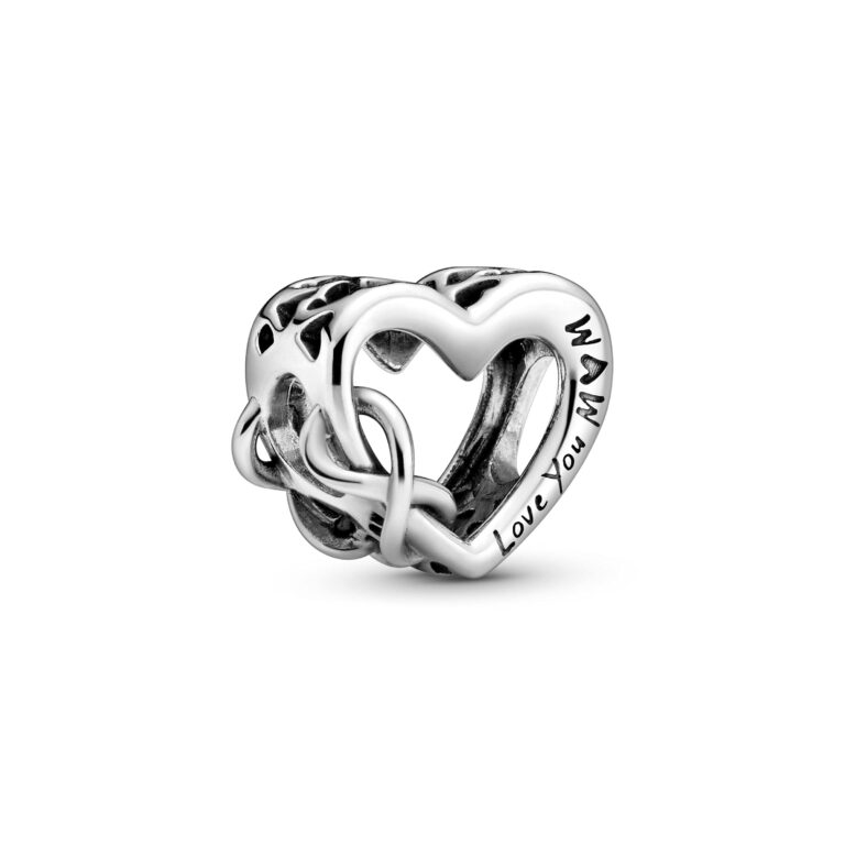 PANDORA Charm cuore e infinito Love You Mom in argento