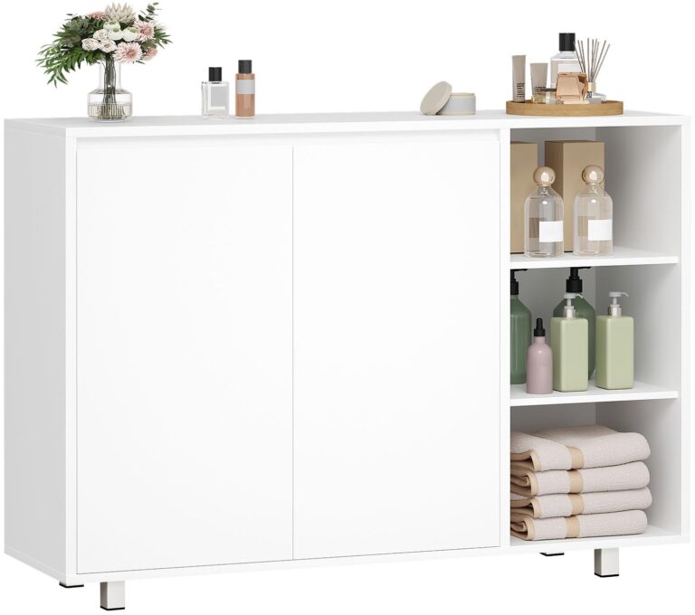 BEWISHOME Mobile da Bagno,Mobile da Cucina,Mobile da Bagno con Ripiani Regolabili e Scomparti Aperti,Ampio Spazio di Conte...
