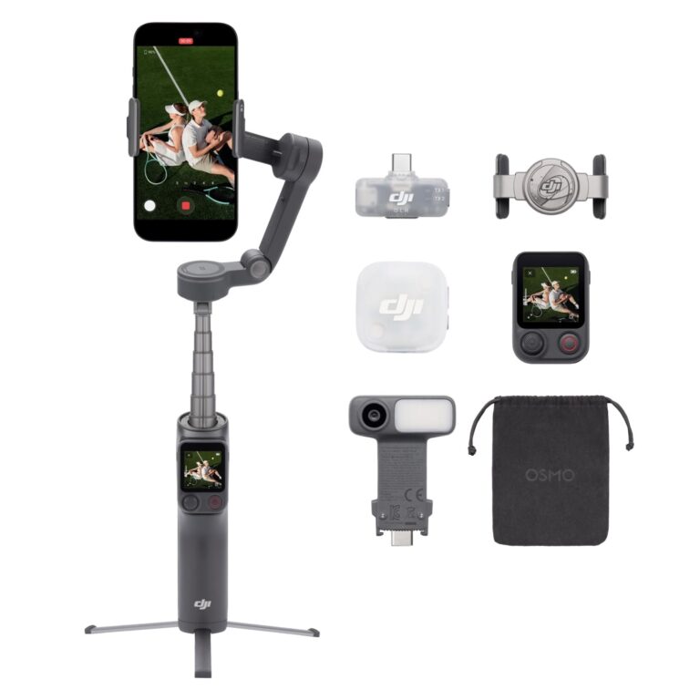 Osmo Mobile 8P + Trasmettitore Mic Mini 2, stabilizzatore per iPhone e Android, microfono wireless, audio ricco di dettagl...
