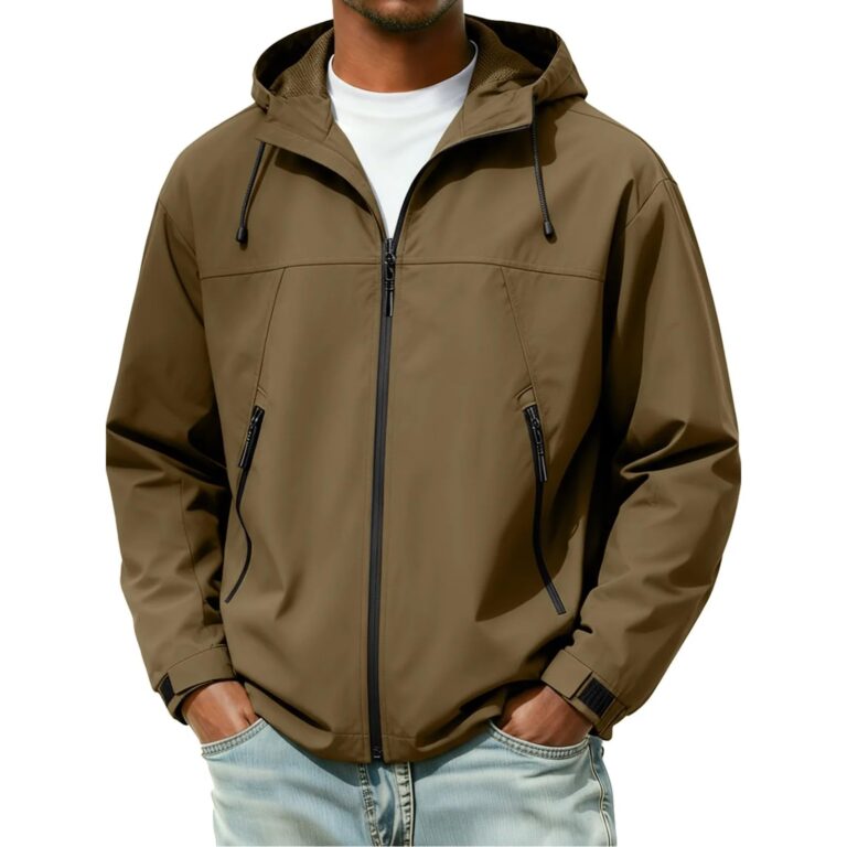 DUHGBNE Giacca Sportiva Leggera da Uomo con Zip e Tasche