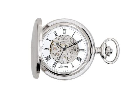 Lorenz Squelette Double Cover orologio tasca carica manuale acciaio