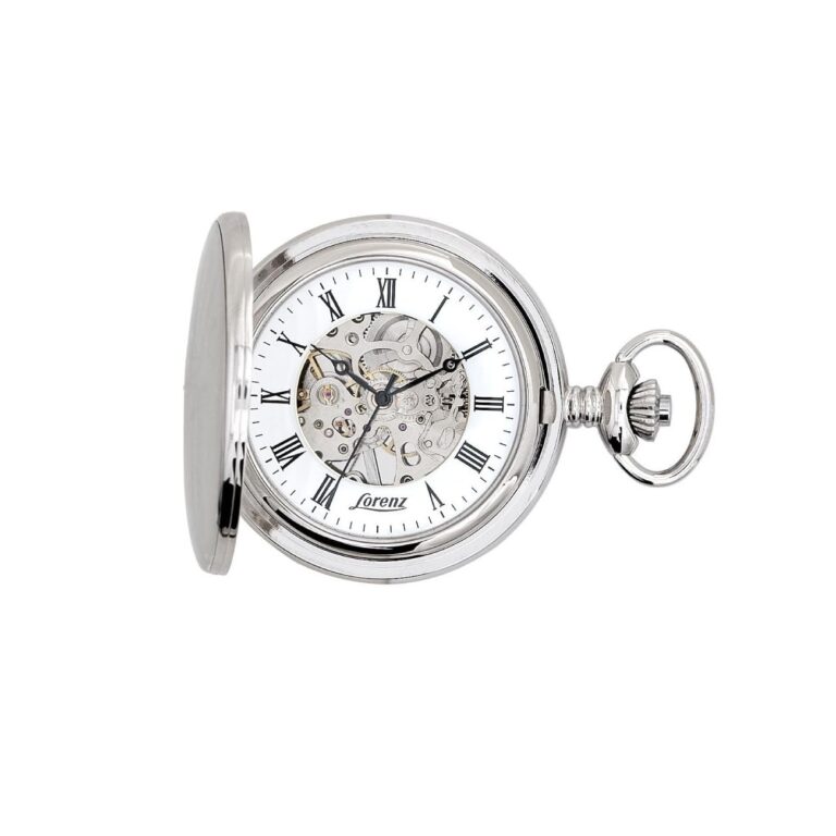 Lorenz Squelette Double Cover orologio tasca carica manuale acciaio