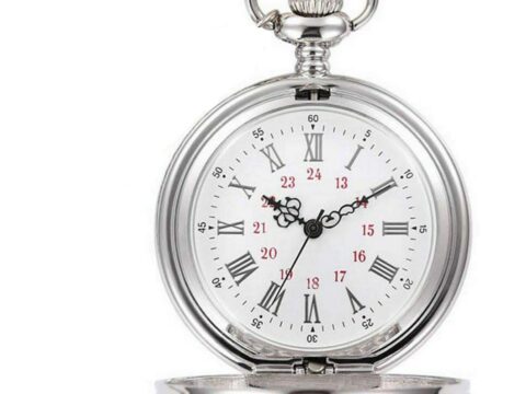 Orologio da taschino classico in acciaio al quarzo con catena