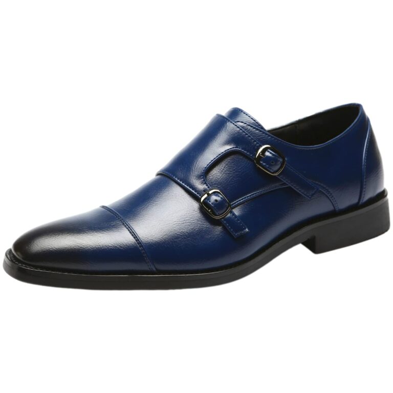 ANUFER Scarpe da Monaco con Doppia Fibbia – Punta a Cappuccio in Pelle Sintetica