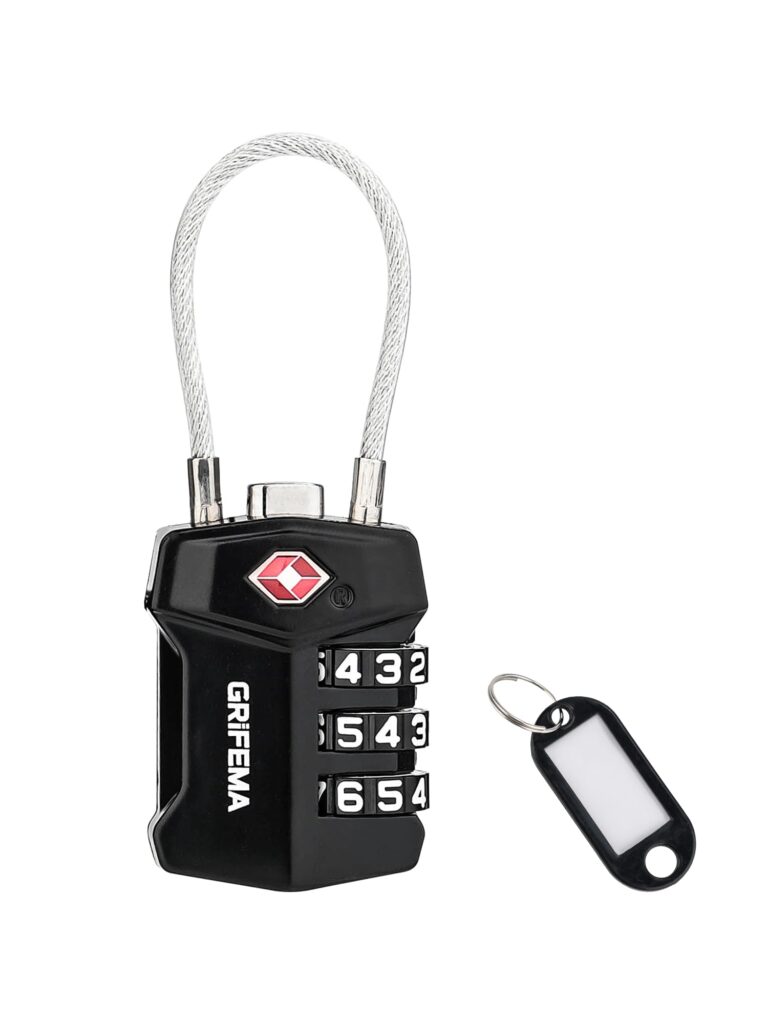 GRIFEMA Lucchetto TSA a Combinazione 3 Cifre con Cavo in Acciaio