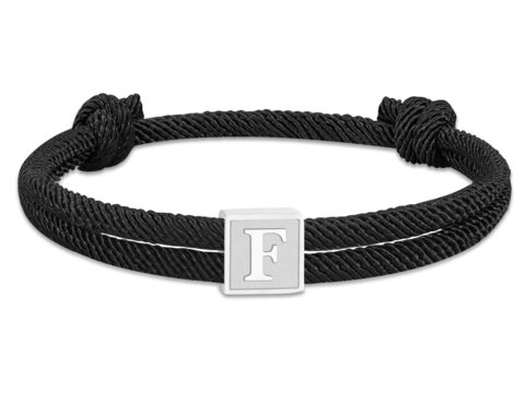Esmoly Bracciale Uomo con Iniziale Personalizzata Corda Intrecciata Impermeabile