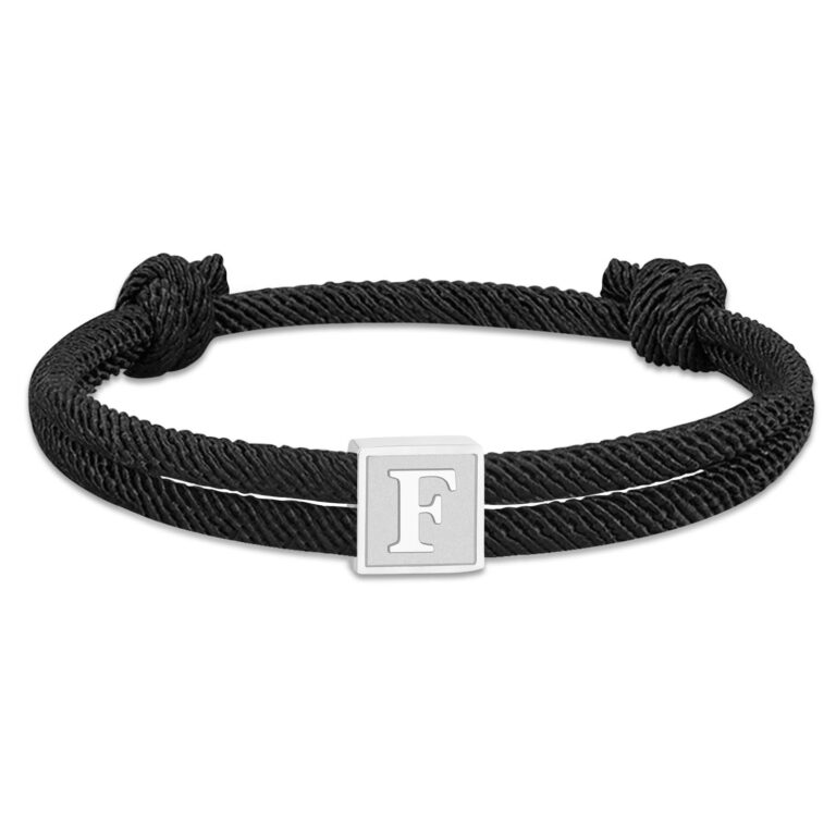 Esmoly Bracciale Uomo con Iniziale Personalizzata Corda Intrecciata Impermeabile