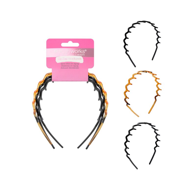 Brushworks Fascia per Capelli Zig Zag - Confezione da 3