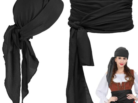AUNGKWANG Durag fascia larga pirata turbante unisex con code lunghe