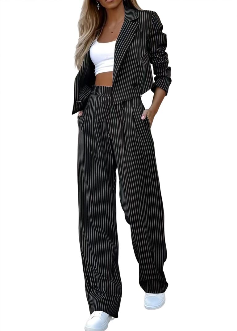 ticticlily Tailleur donna 2 pezzi a righe giacca e pantaloni