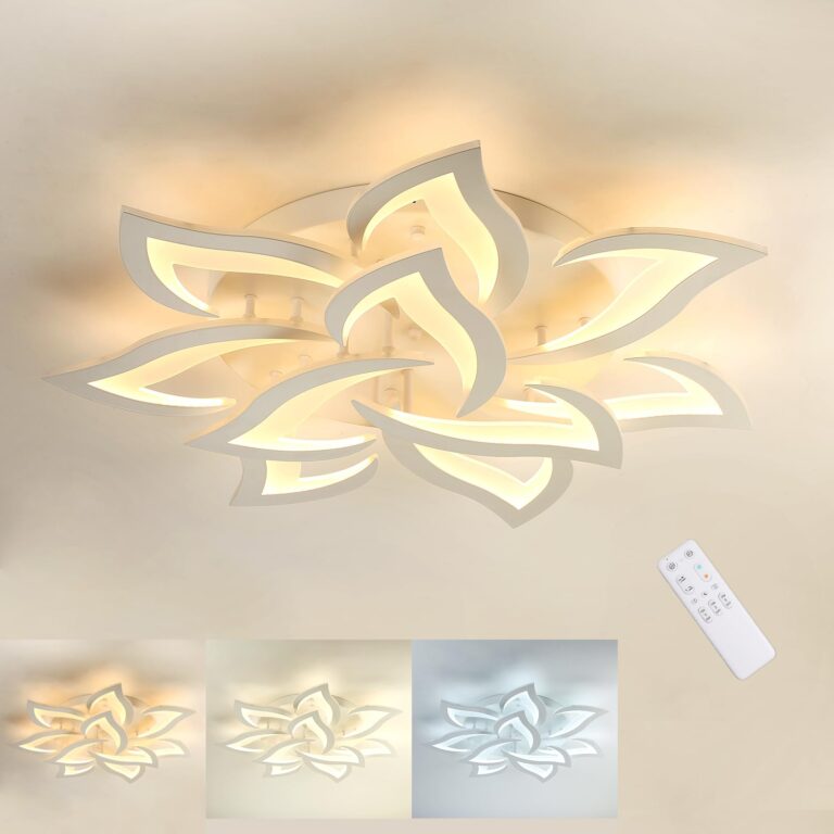 MOUNM Plafoniera LED Soffitto Dimmerabile 3000K-6000K, Creativa Petalo Lampadario Soggiorno 60W 6...