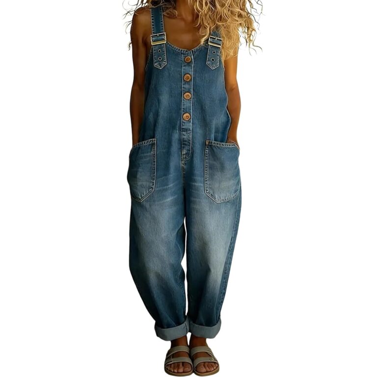 DOTBUY-SHOP Salopette jeans donna lunga estiva elegante