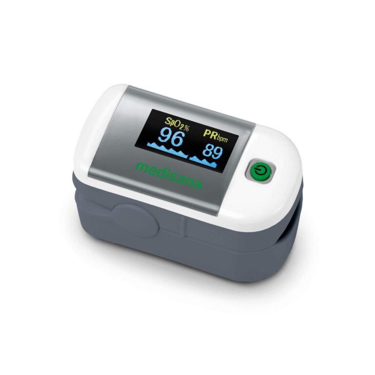 Medisana PM 100, misurazione di saturazione dell'ossigeno nel sangue, pulsossimetro da dito con display OLED e funzionamento one-touch