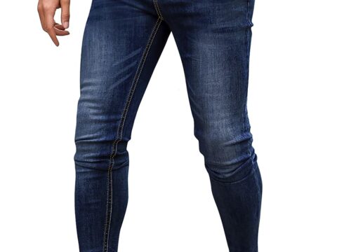 GINGTTO Jeans Uomo Skinny Slim Fit Stretch in Denim