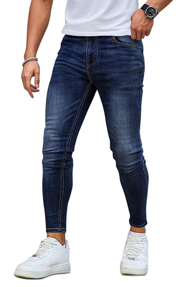 GINGTTO Jeans Uomo Skinny Slim Fit Stretch in Denim