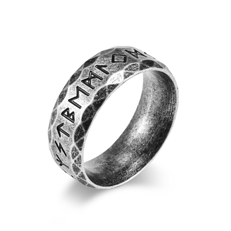 MERTTURM Anello Uomo con Rune Vichinghe in Acciaio Inossidabile