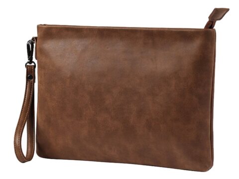 Aideal Pochette da Polso Uomo in Similpelle Multifunzione Marrone