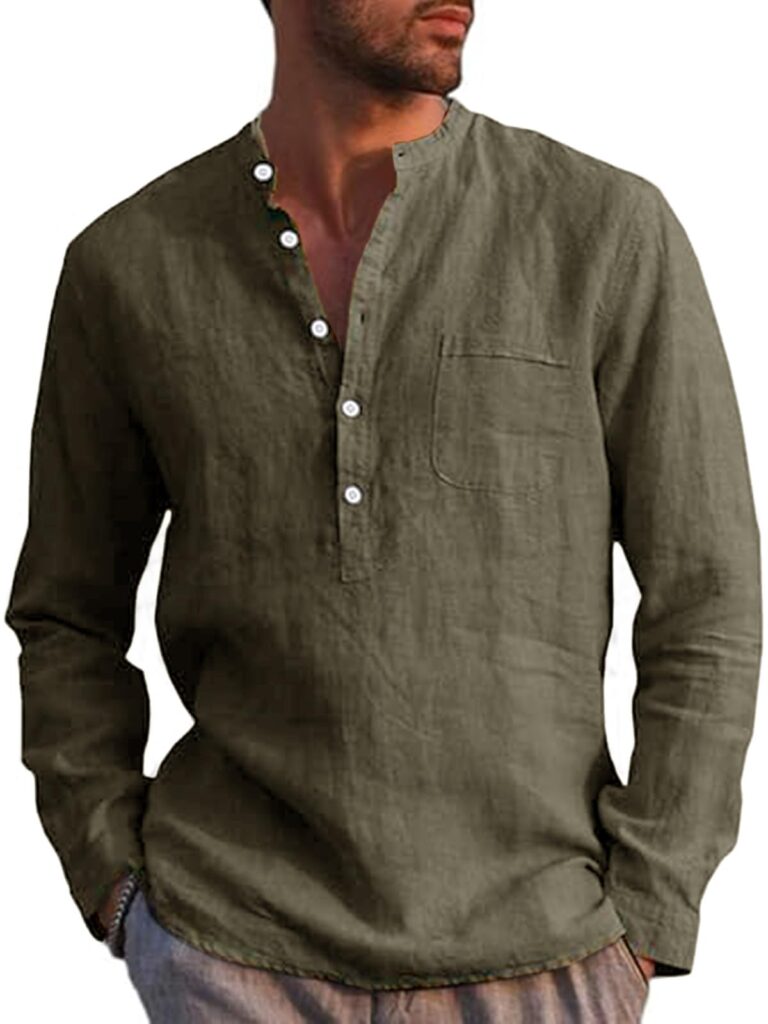 Runcati camicia uomo lino e cotone maniche lunghe estiva