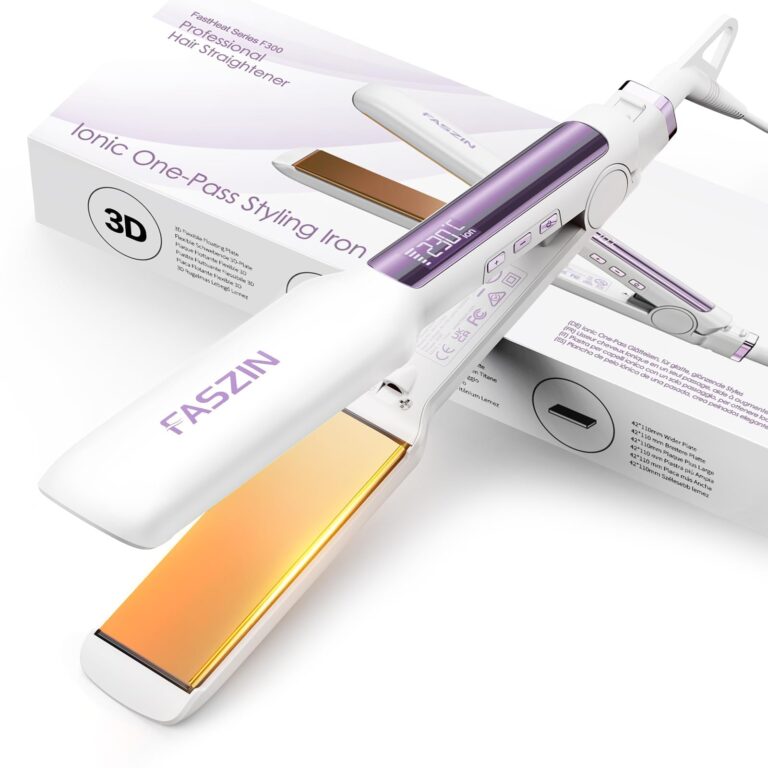 Piastra per Capelli Professionale Faszin, Piastre in Titanio Larghe 42mm con Ioni Negativi, Riscaldamento Rapido 30s, Disp...
