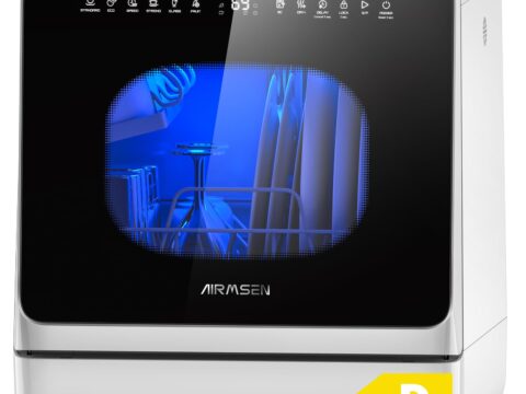 AIRMSEN Mini Lavastoviglie da Tavolo 5L con 8+3 Programmi e Addolcitore