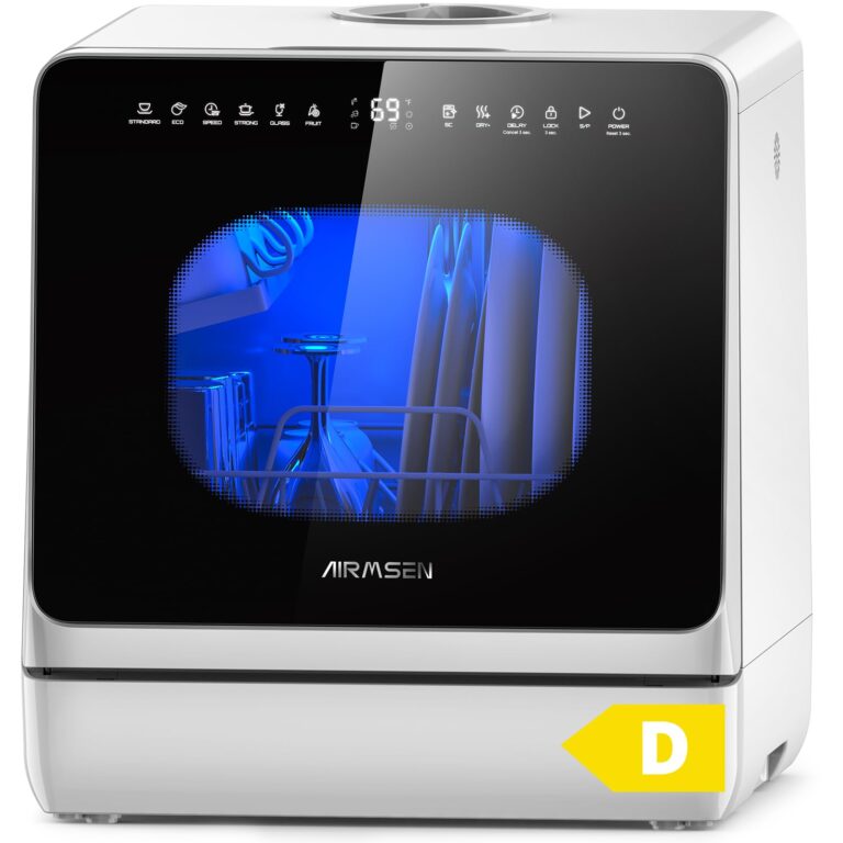 AIRMSEN Mini Lavastoviglie da Tavolo 5L con 8+3 Programmi e Addolcitore