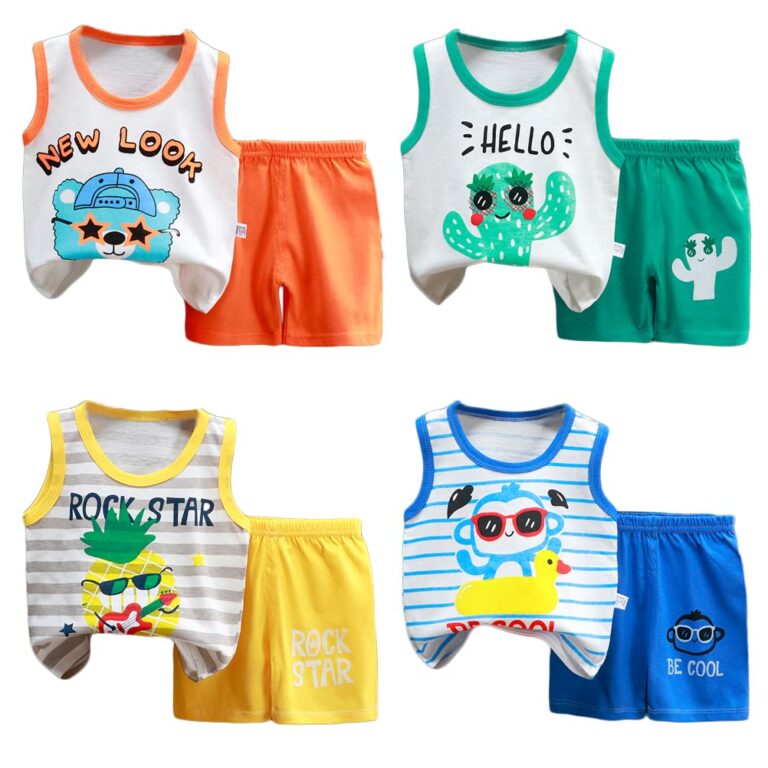 XM-Amigo Set 8 Pezzi Canotta e Pantaloncini 100% Cotone per Neonato Maschio