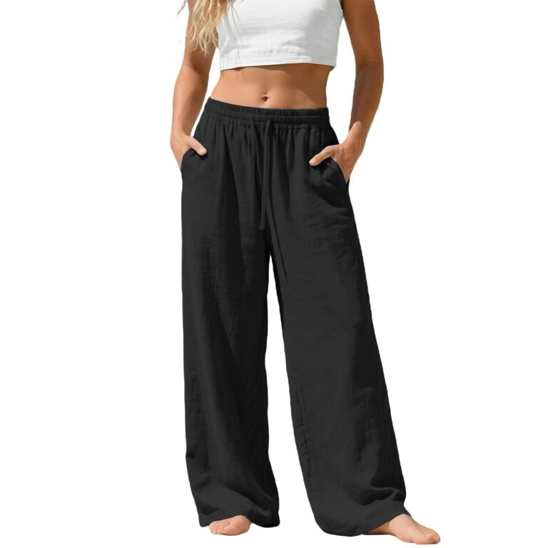 Pantaloni Estivi Donna in Lino e Cotone con Tasche